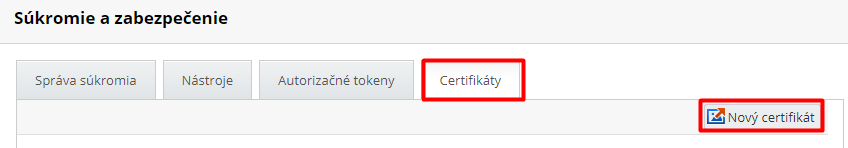 Přidání certifikátu pro GP WebPay