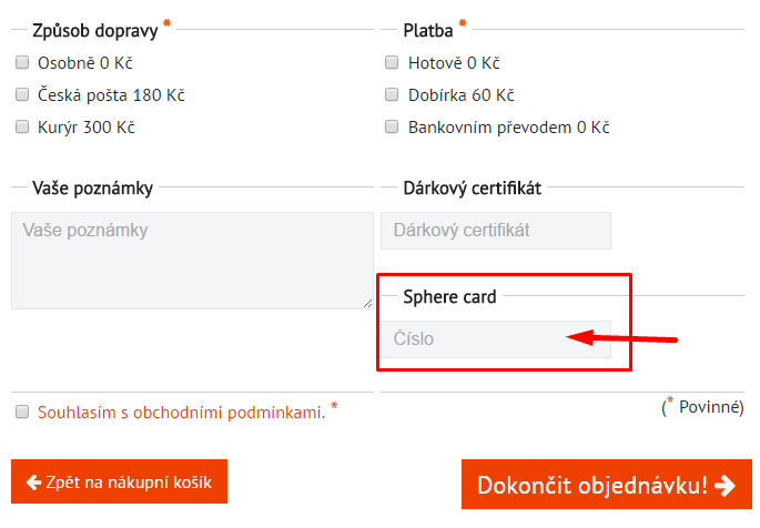 sleva na objednávku sphere card