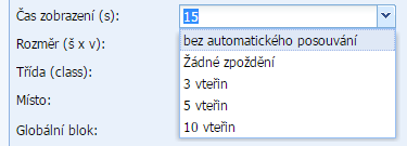 nastavení času zobrazení dynamického banneru