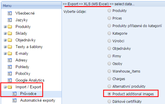 import doplňkových obrázků v galerii