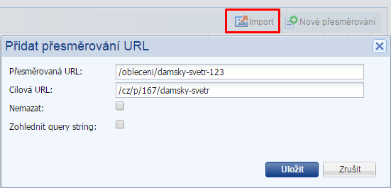 presmerovani url