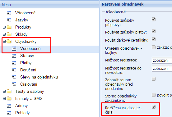 validace telefonního čísla