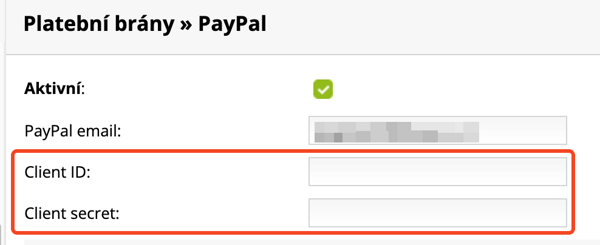 Nastavení API údajů pro PayPal | ByznysWeb