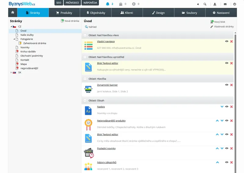 Administrace pro webové stránky