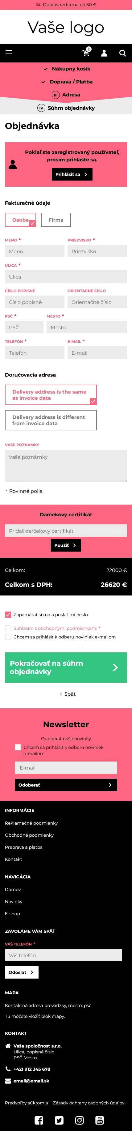 Mobilní objednávka - Nejnovější eshop šablona Barcelona od ByznysWeb.cz. Umožňuje upravit vzhled pro e-shop i pro webové 