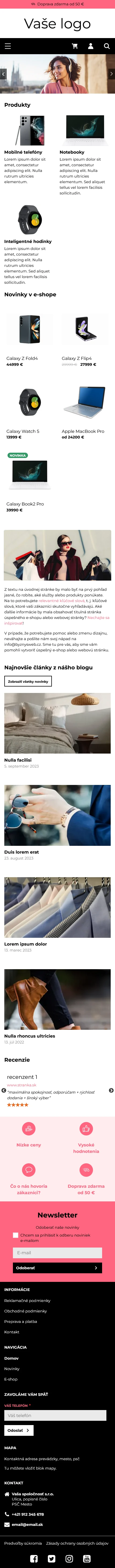 Mobilní šablona - Nejnovější eshop šablona Barcelona od ByznysWeb.cz. Umožňuje upravit vzhled pro e-shop i pro webové 