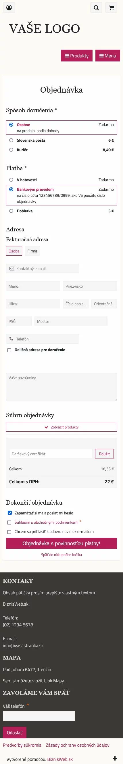 Mobilní objednávka - Různé kombinace pro vytvoření vlastní šablony vzhledu pro e-shop nebo web: mobilní šablona Flat