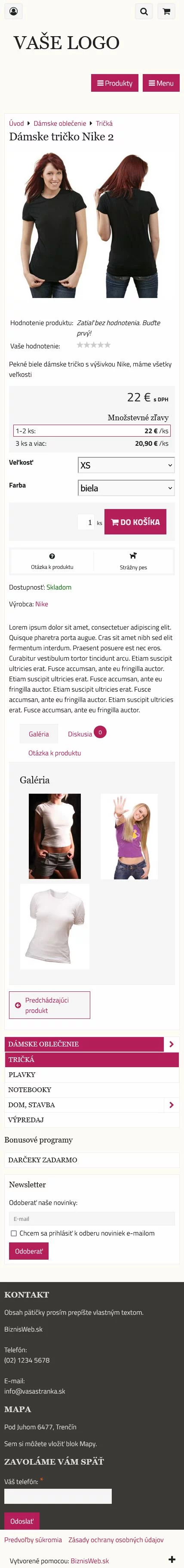 Mobilní detail produktu - Různé kombinace pro vytvoření vlastní šablony vzhledu pro e-shop nebo web: mobilní šablona Flat