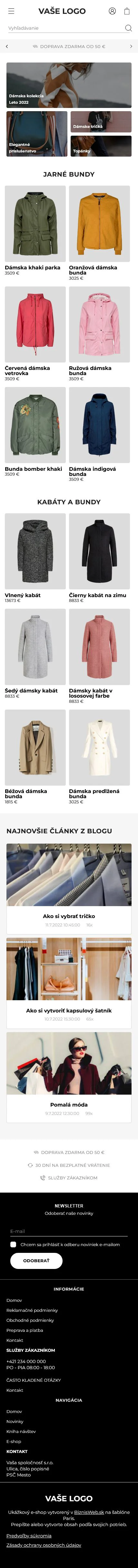 Mobilní šablona - eshop šablona Paris: grafické šablony pro eshopy různého zaměření, upravte si e-shop šablony