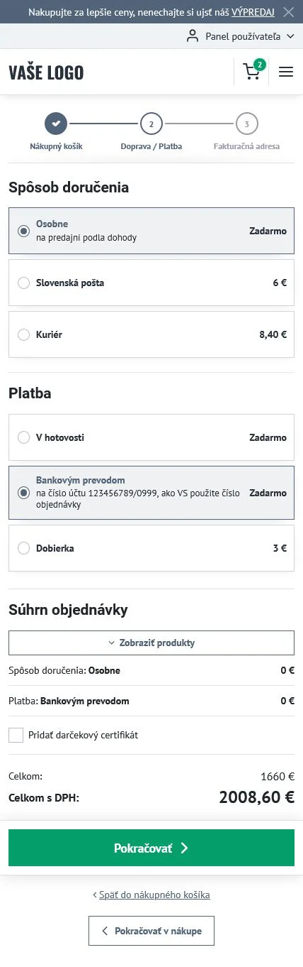 Mobilní objednávka - ecommerce šablona Verona najde využití nejen pro e-shopy s oblečením