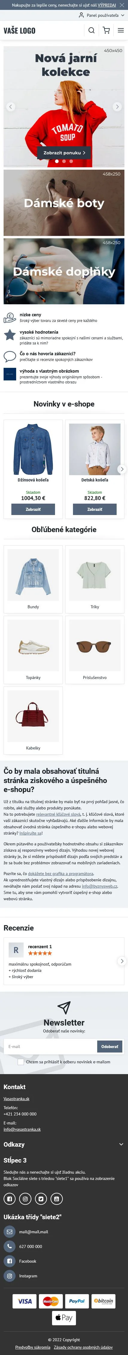 Mobilní šablona - ecommerce šablona Verona najde využití nejen pro e-shopy s oblečením