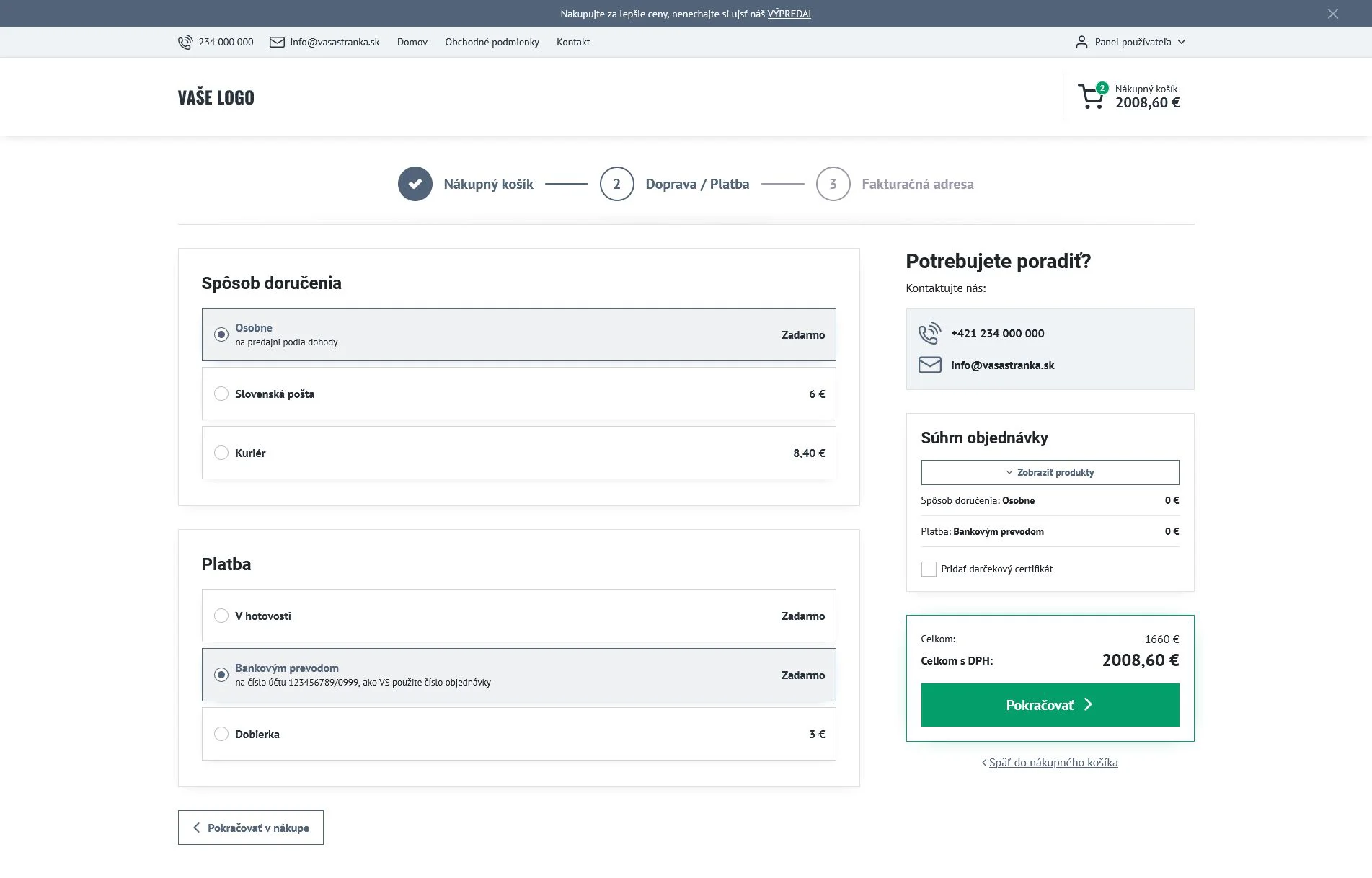 Objednávka - ecommerce šablona Verona najde využití nejen pro e-shopy s oblečením