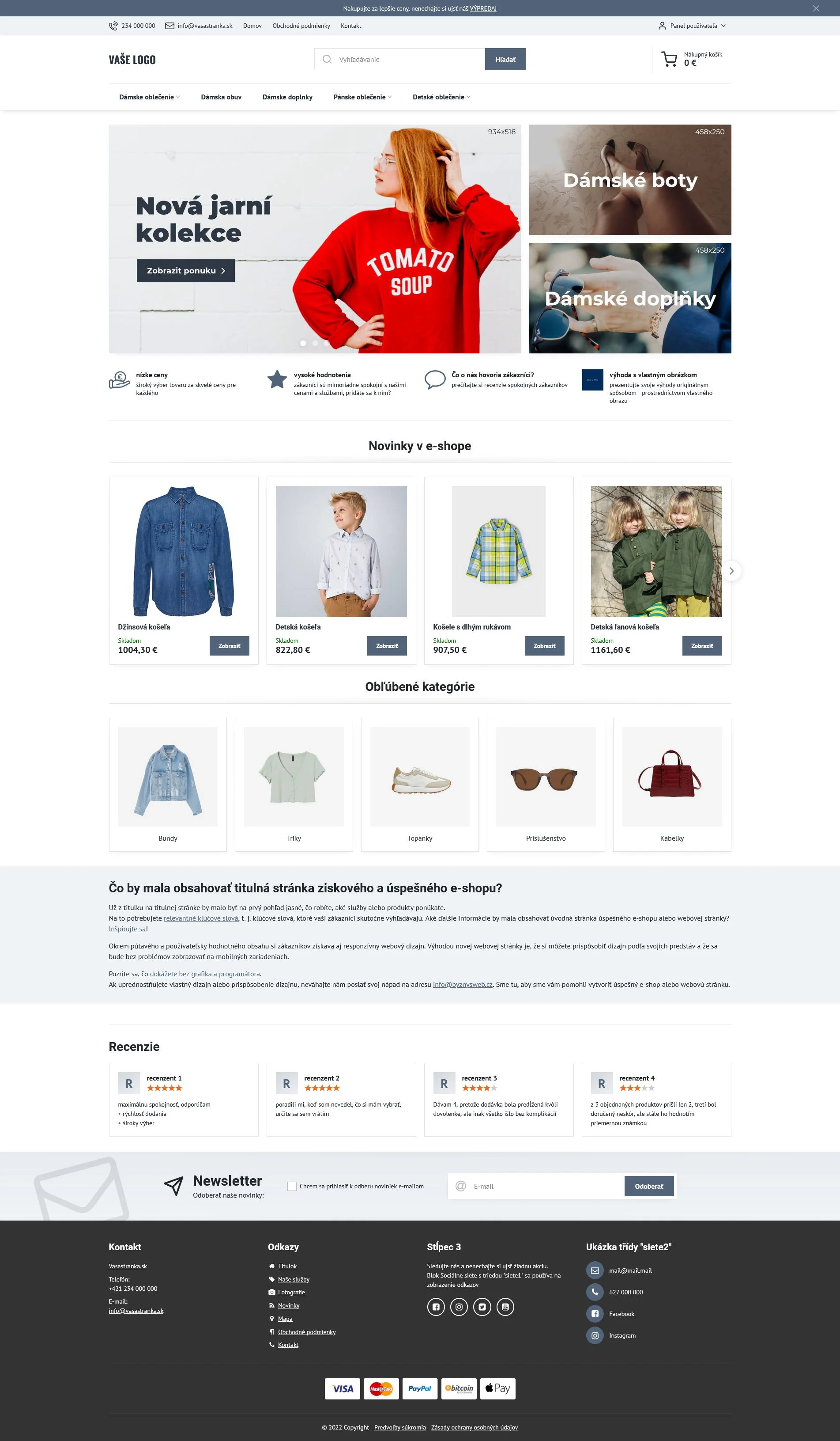 ecommerce šablona Verona najde využití nejen pro e-shopy s oblečením