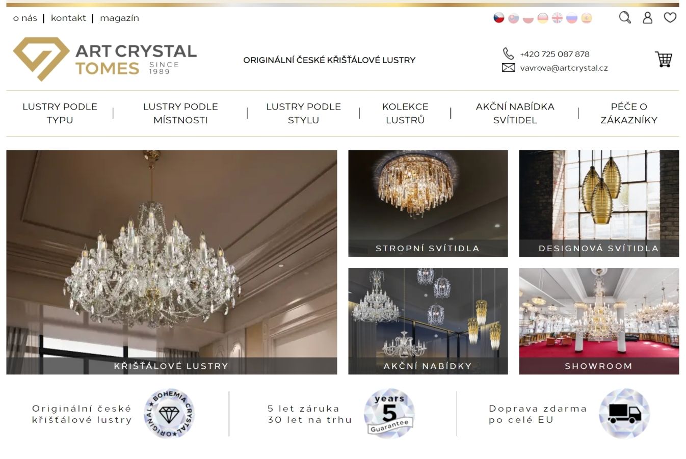 Artcrystal provozuje v ByznysWeb.cz e-shop na prodej originálních lustrů 