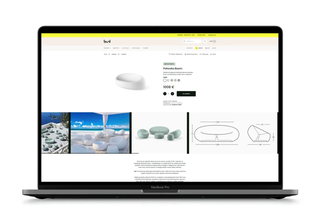 Eshop šablona na míru: detail produktu na e-shopu Bunt
