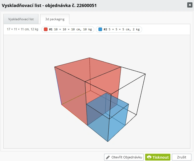 3D balení – kontrola vyskladňovacího listu