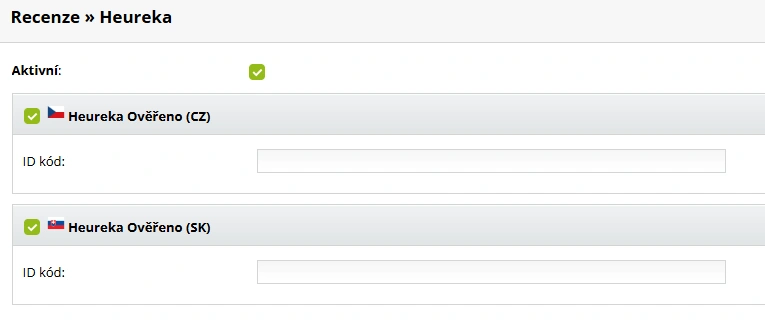 Aktivace Heureka recenzí v e-shopu