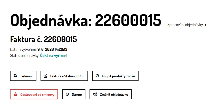 Odstoupení od smlouvy - zákazník spotřebitel