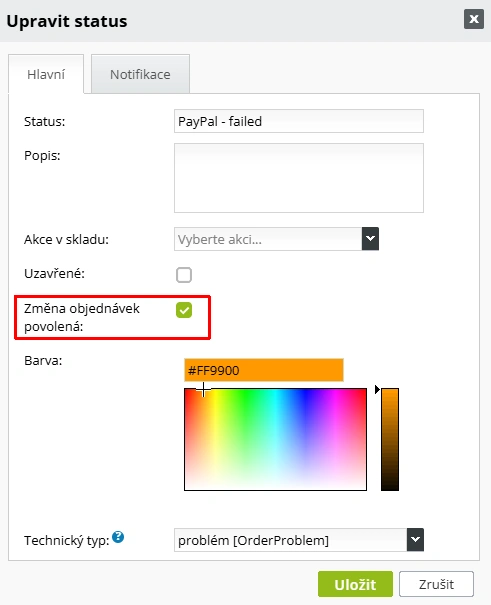Změna objednávky zákazníkem - nastavení v administraci e-shopu pro konkrétní objednávkový status - ByznysWeb.cz