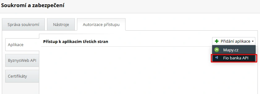 Jak aktivovat fio token v administraci e-shopu - ByznysWeb.cz