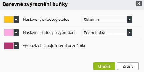 Barevne zvyrazneni - produkty v e-shopu v administraci - nastavení v ByznysWeb.cz