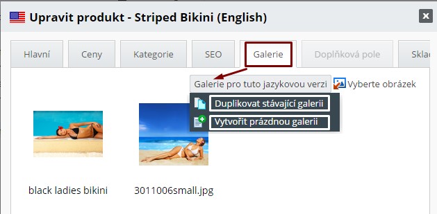 jak vytvořit produktovou fotogalerii v jazykové verzi