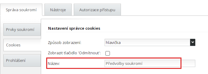 název cookies lišty