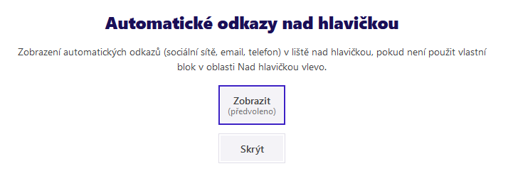 Automatické odkazy nad hlavičkou