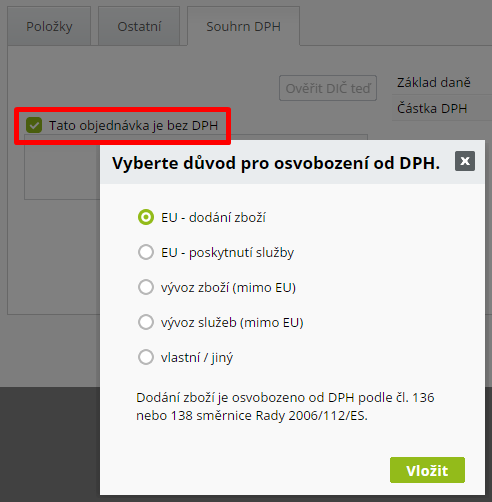 osvobození od DPH