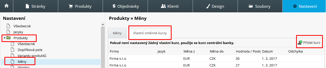 Výmněnné kurzy