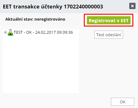 registrovat v EET
