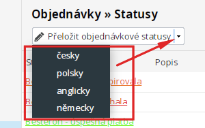 překlad objednávkových statusů 