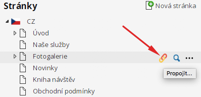 nastavení propojení stránek v jazykové verzi