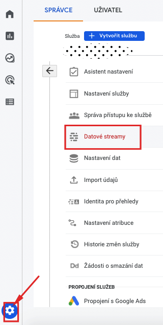 GA4 - identifikátor měření - v datové streamy