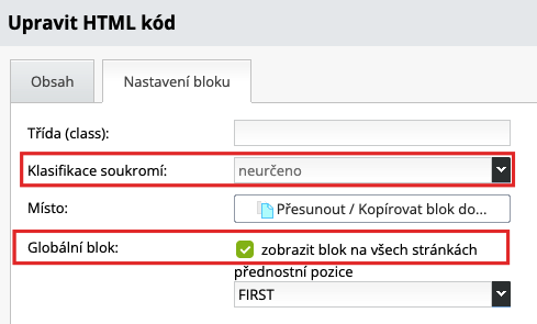 globální html blok