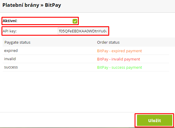 bitpay aktivace