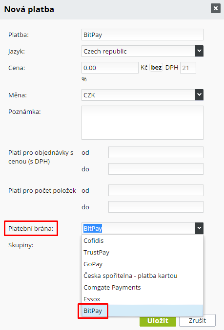 nová platba