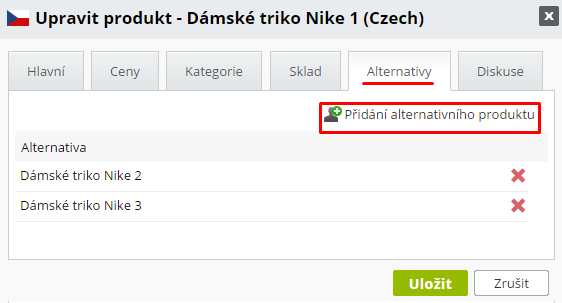 přidání alternativy