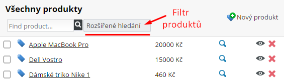 Vyhledávání produktů