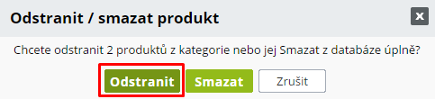 smazání produktů