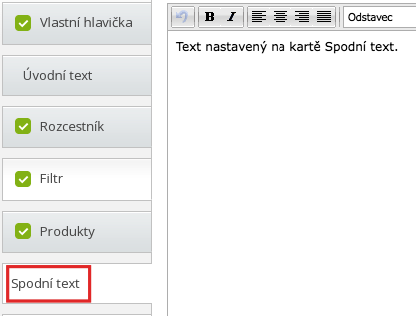 spodní text v kategorii