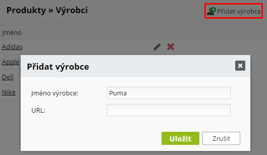 Přidat výrobce