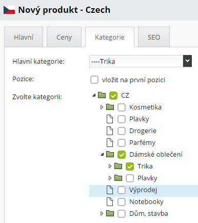 kategorie produktu