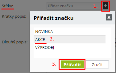 štítky produktu