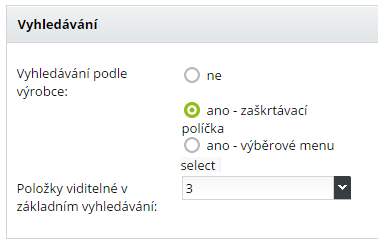 Nastavení vyhledávání