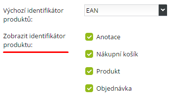 Zobrazit identifikátor produtku