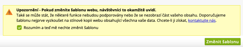 Design webové stránky: potvrzení změny šablony | ByznysWeb