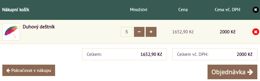 množstevní sleva v nákupním košíku