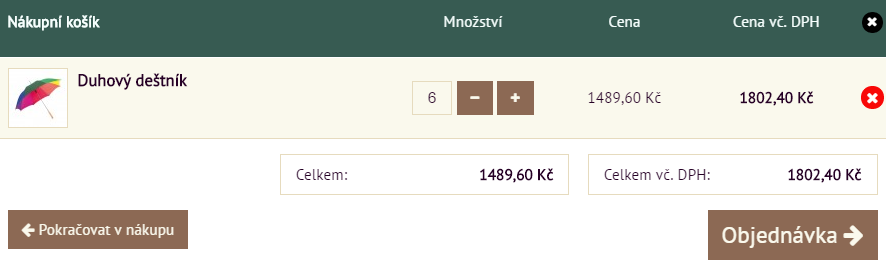 Množstevní sleva v nákupním košíku - 6 ks