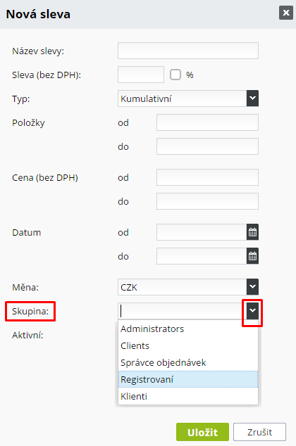 Sleva pro skupinu uživatelů